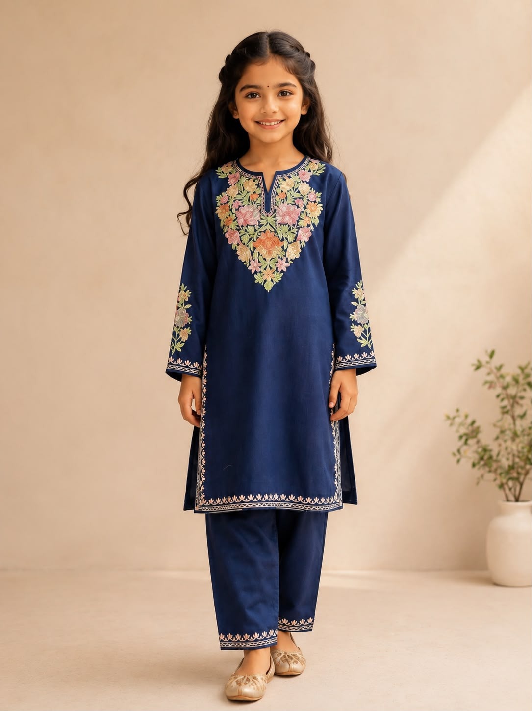 Blue Kashmiri Style Kurta Set